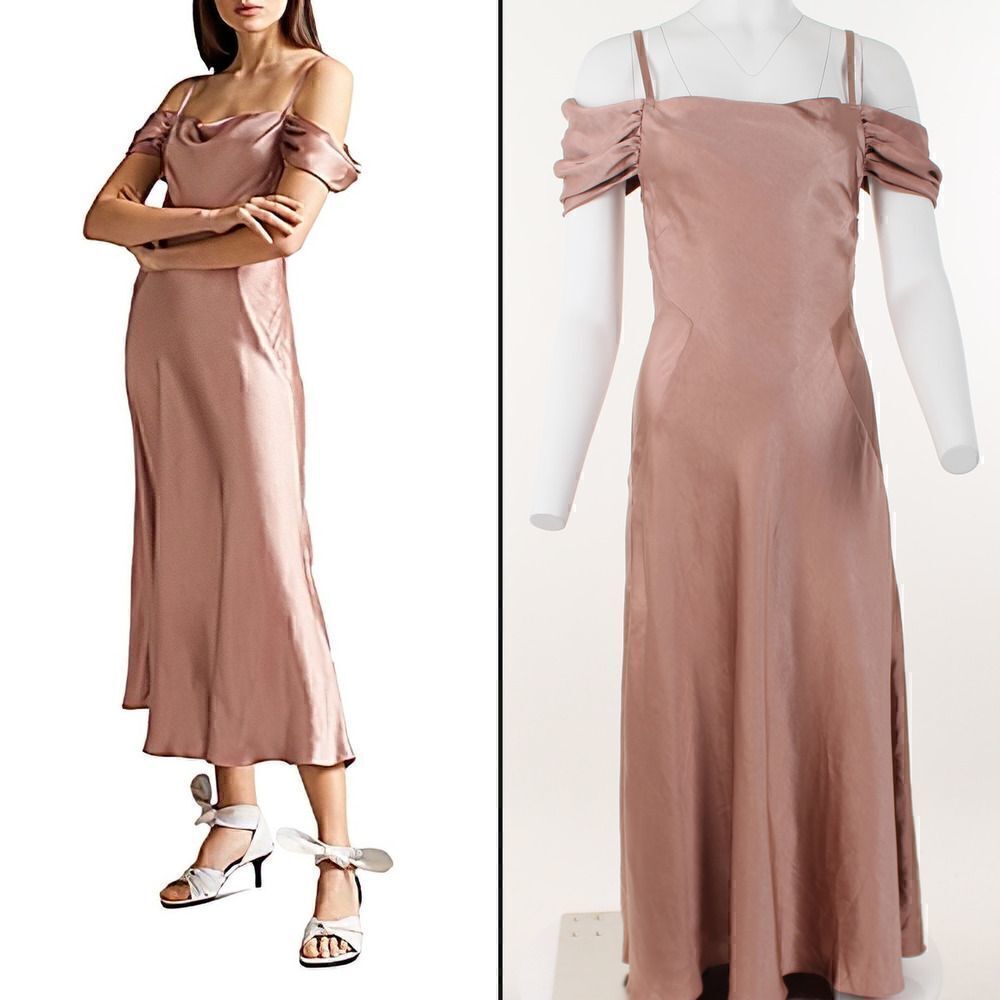 Ted Baker Esta Cold Shoulder Cowl Front MIDI Slip Dress